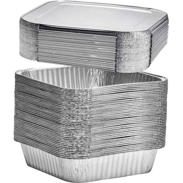 Displastible 8x8" Disposable Aluminum Pans With Lids (10 Pack) Foil