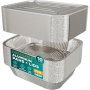 LDNIO Aluminum Foil Pans with Lids, Half Size Deep 9x13, 120 oz Heavy Duty Disposable Foil Trays, 10 Pack