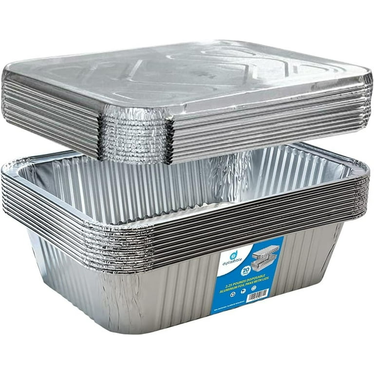 Displastible 8x8 Disposable Aluminum Pans With Lids (20 Pack