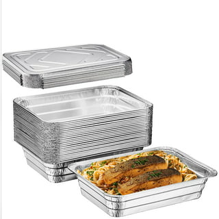 Reynolds Kitchens Heavy Duty Disposable Aluminum Roasting Pans with Lids,  11.75x9.25x2.5 Inches, 2 Count