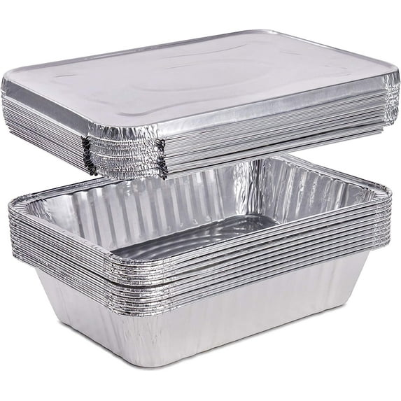 Displastible Disposable Aluminum Pans with Lids Freezer and Oven-Safe 2.25 Pans 100 Pack