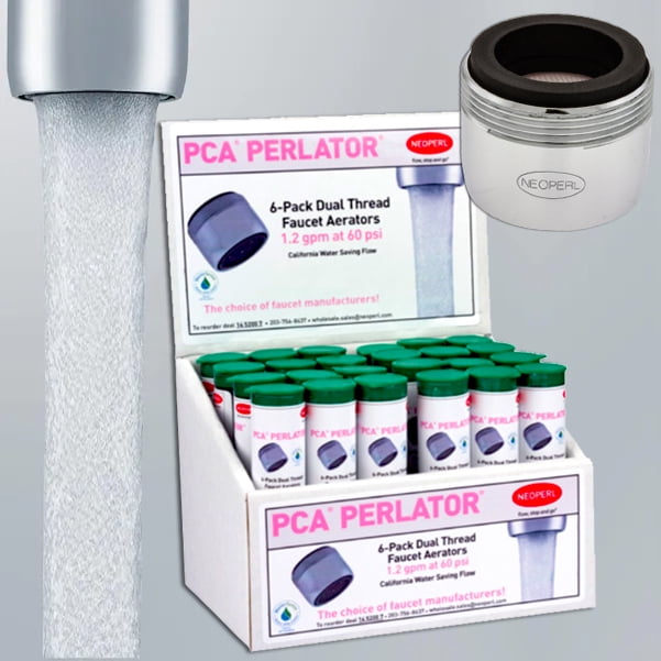 Display 1.2 gpm Regular Dual Thread 144 Tube Pack PCA Perlator Aerated Stream Faucet Aerator