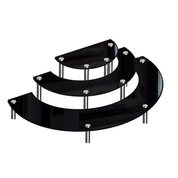 Display , 3 Tier Half Moon Acrylic Display Stand for Cosmetic, Dessert, Cupcake, Collectible Figure Display Shelf , Black
