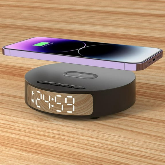 Display Alarm Clock and Wireless Charger 2-in-1, 15 Watt Fast Wireless Charger for IOS and Android Wireless Chargers