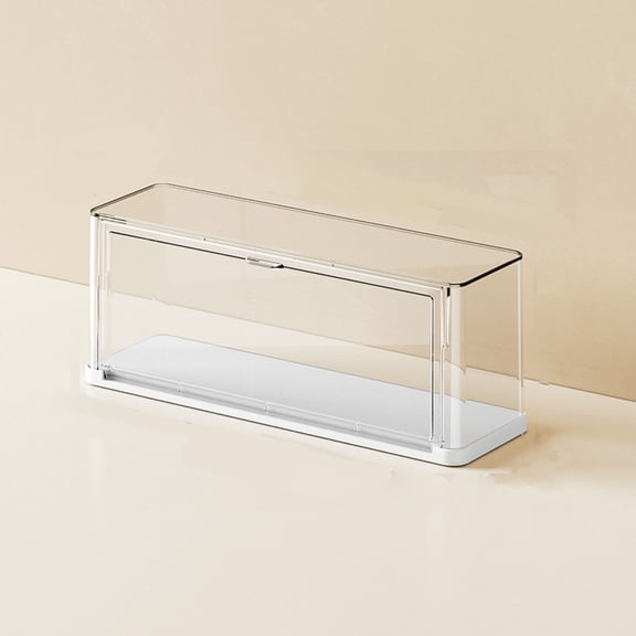 Display Box - Stackable Figurine Case Dust Proof Plastic Storage Container Doll Stand Clear Protective Showcase, 12 x 4.7 x 3.7 in, (White), JASKFLY