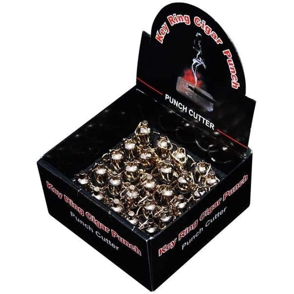 Display Box for 9mm Gold Punch Cutter On Key Chain, 5 x 5 1/2 x 2 1/2, 24 Punch Cutters, Gold