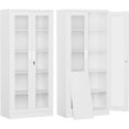 thumbnail image 1 of Display Cabinet-71 Inches 4 Adjustable Shelves Curio Cabinets with Locking Glass Doors Display Case for Collectibles, Cosmetics, Hydroponics, Books (White,Assemble Required), 1 of 14