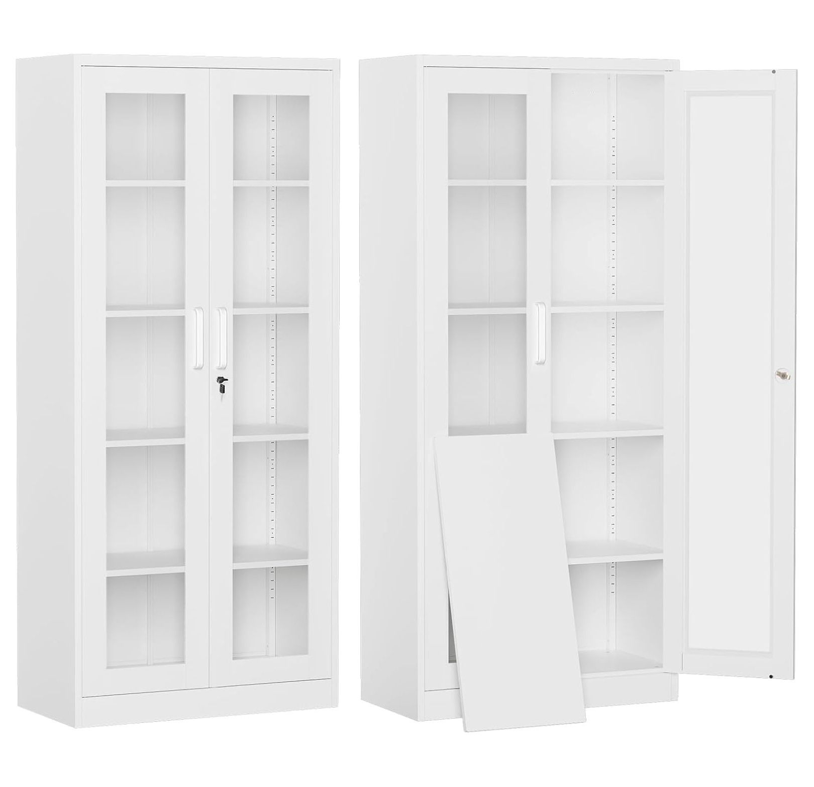 Display with Glass Doors, 71IN Curio with 4 Adjustable — free download