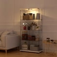 thumbnail image 1 of Display Cabinet with Light, Glass Door and Lock, 4-Shelf Fast Installation in 30Mins Curio Cabinet with 5mm Tempered Glass Floor Standing Bookshelf for Bedroom, Living Room, 65'' x32'' x14'', White, 1 of 7
