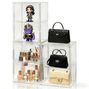 3pcs Extra Large Transparent Display Box, Clear Show Case, Dustproof Stackable Cosmetic Storage Organizer Bins Organizer with Removable Divider for Figures Toys Collectibles Car Model Boots,clearance