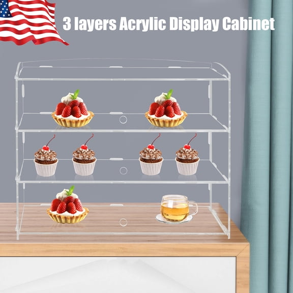 Display Case Shelf Acrylic Freestanding 3Tier For Home Store Display Collectible For Placing Bread, Collectibles, Jewelry, Sunglasses, Watches