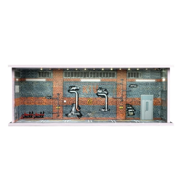 Display Case for Stackable Parking Garage for 1/64 Scale Matchbox Toy Car, FoamBoard Storage for Monster Trucks with LED Light and Acrylic Cover, Repair Store