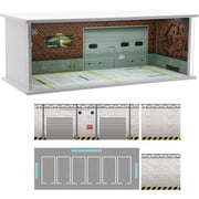 Display Case for Hot Wheels, 1/64 Scale Matchbox Car Storage, LED Light Stackable Garage with Acrylic Cover 04