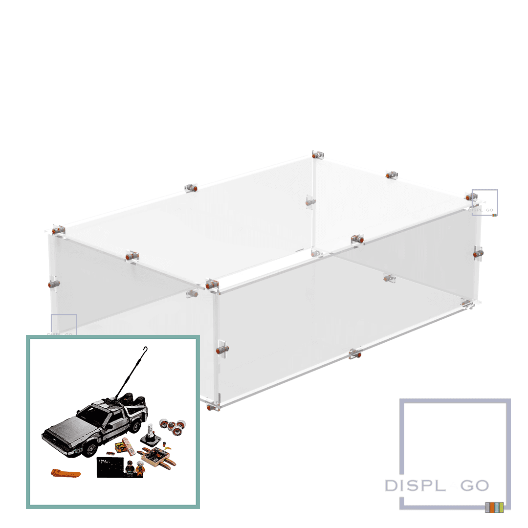Display Case for LEGO® 10300 Back to the Future™ Time Machine™ (without hook) (Clear base)