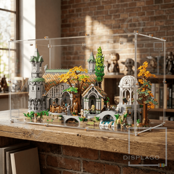 Display Case for LEGO 10316 Lord of the Rings Rivendell (Clear base)