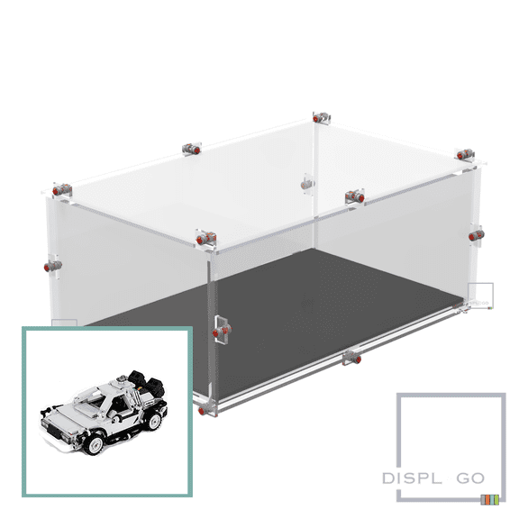 Display Case for LEGO® 21103 DeLorean™ Time Machine™ (Black base)