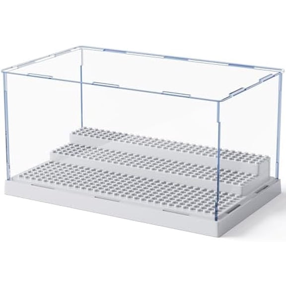 Display Case for Minifigures Action Figures Blocks, Removable Minifigure Display Case Box Storage for Collection Bricks Blocks Toys, Grey…