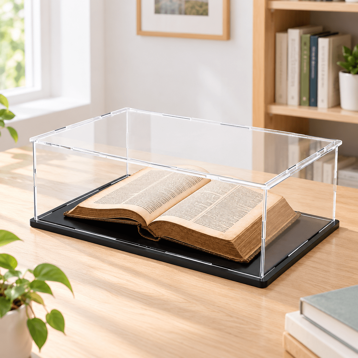 Display Case with Matte Base, Dustproof Collectible Showcase, 16 x 13 x ...