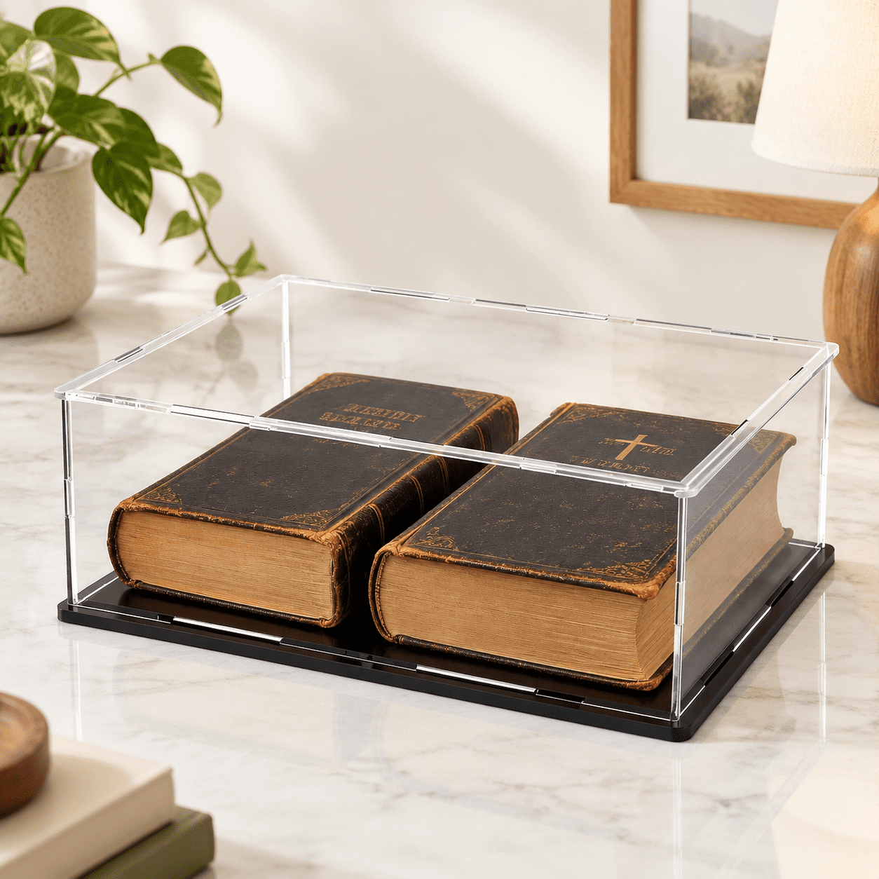 Display Case with Matte Base Dustproof Collectible Showcase 16 x 13 x 5 ...
