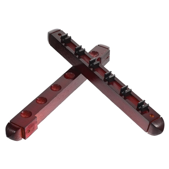 KAKOWELY Multi-Hole Cue Holder Dark Brown Wooden Metal for Billiard Pole Display