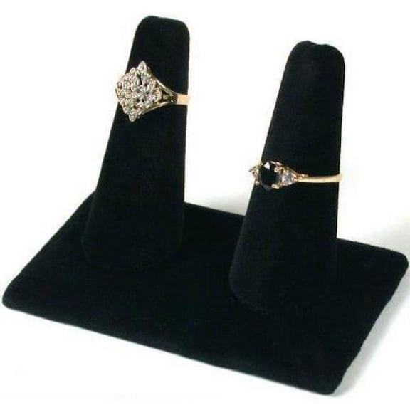 Display Double Ring Black Velvet Showcase Countertop