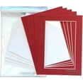 thumbnail image 1 of The Display Guys Pack of 25 Red Picture Photo Matting Mat Boards (White Core Bevel Cut) + Backing Boards + Clear Plastic Bags (25pcs Complete Set) (18"x24" Red Mat Boards Complete Set (25pcs)), 1 of 1