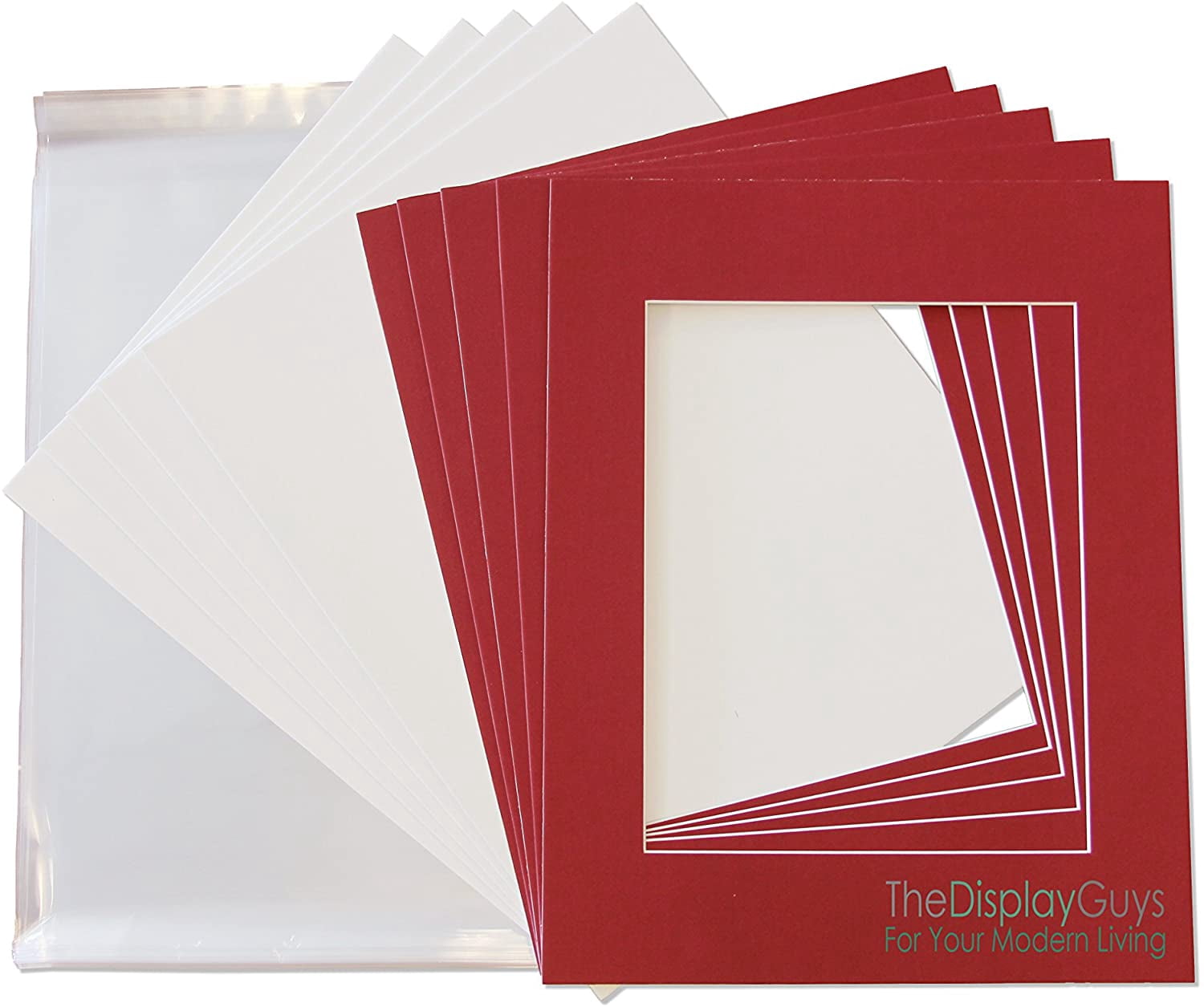 The Display Guys 25 Pack, Red Photo Matting Boards + Backing + Clear ...