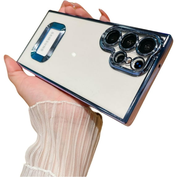 Display Logo CD Pattern Plating Phone case, Clear Phone case, TPU Material, Anti-Drop, for Samsung Galaxy S23 S22 S21 Note20 Note10 Ultra Plus Phone Case (Blue,Note 10 Plus)