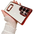 thumbnail image 1 of Display Logo CD Pattern Plating Phone case, Clear Phone case, TPU Material, Anti-Drop, for Samsung Galaxy S23 S22 S21 Note20 Note10 Ultra Plus Phone Case (Red,S22), 1 of 8