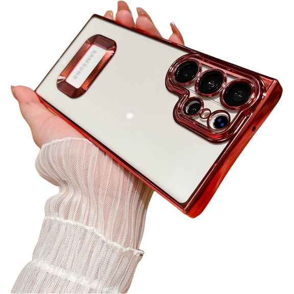 Display Logo CD Pattern Plating Phone case, Clear Phone case, TPU Material, Anti-Drop, for Samsung Galaxy S23 S22 S21 Note20 Note10 Ultra Plus Phone Case (Red,Note 10 lite)