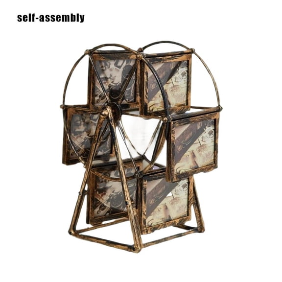 Display Photo Frame, Rotating Function Feature, Vintage Style Design, Standard Photo Size, for Home Office Decor