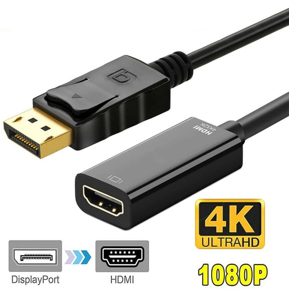Display Port to HDMI Adapter,Displayport to HDMI Adapter Cable(Male to Female) for DisplayPort Enabled Desktops and Laptops to Connect to HDMI Displays Adapter