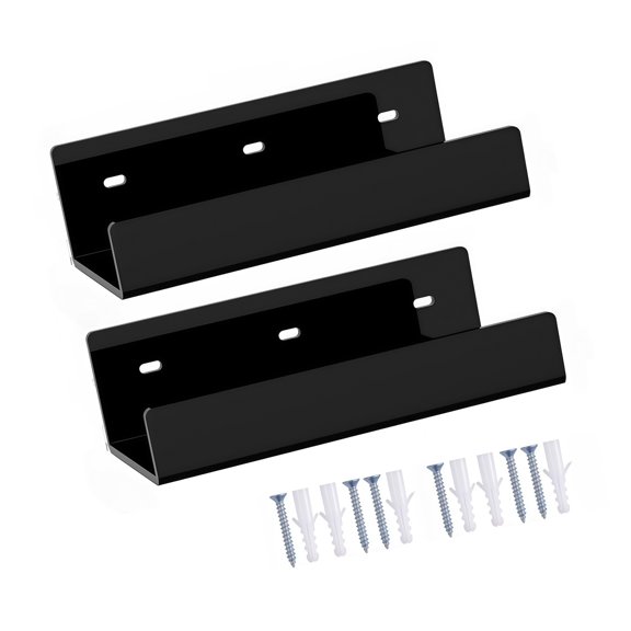 Display Rack Wall Shelf Set of 2, Acrylic Storage Platform with Mounting Hardware for Study Studio Corner Placement