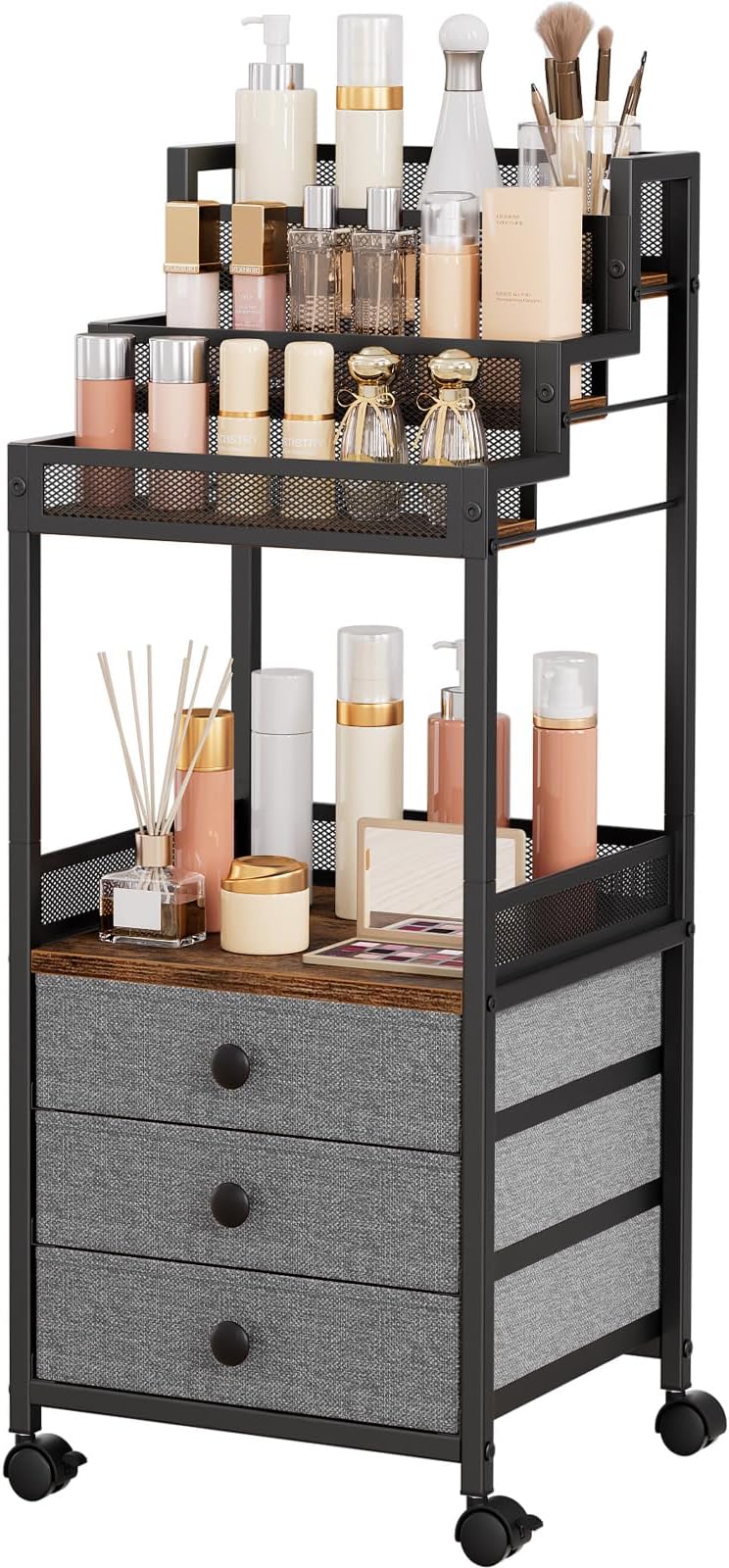Display Riser Stand Perfume Cologne Organizer, Rolling Makeup Storage ...