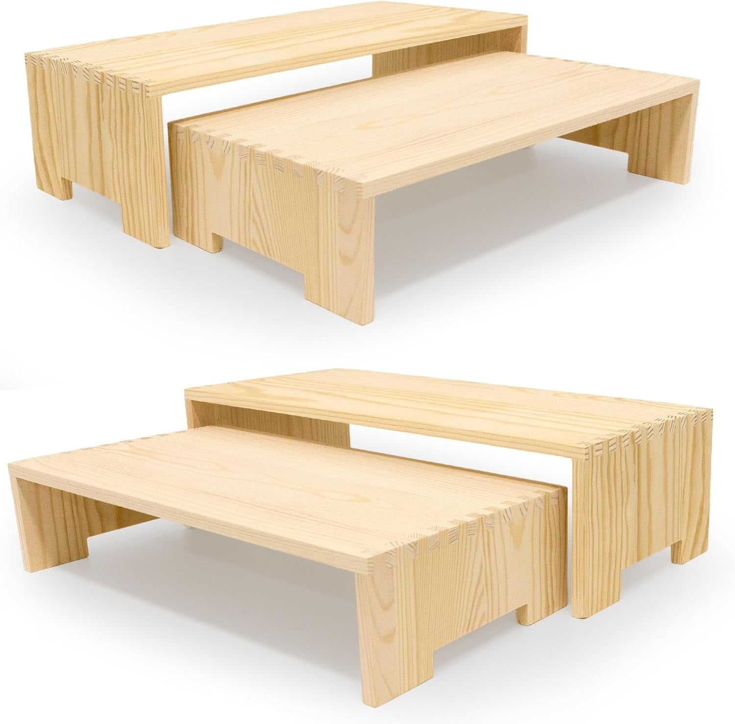 Display Riser Wood Risers Cupcake Stand 2 Tier Racks Decorative ...