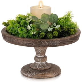 Display Riser for Decor, Wooden Pedestal Cake Stands | Small Rustic Decorative Pedestal Plate Stand Candle Holder Round Decorative Riser Tray