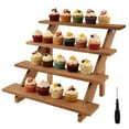 thumbnail image 1 of Display Risers, 4 Tier Wood Risers Decorative Rectangular, Cupcake Stand Holder, Large Shelf Risers for Figures, Decoration and Organizer, 1 of 6