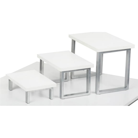 Display Risers for Tabletop Use, Set of 3 Fixtures - White (NSTPC3RSGW)