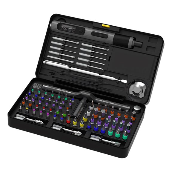 Display Screen Battery Operated Screwdriver Kit Includes 96 Piece Components For Electronics And Home Maintenance
