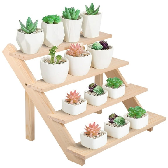 Wooden Display Stand 4-Tier Wooden Retail Display Riser Rustic Wooden Cupcake Stand Space Saving Display Riser Stand Easy to Install Display Stand for Vendors Home Wedding Party 15.415.712.6 in