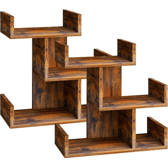 Display Shelf Desktop Bookshelf Wood Desktop Bookshelf for Living Room, Bedroom Shelves for Decor 13.4”L*6.30”W*14.2”H Inches Rustic Brown