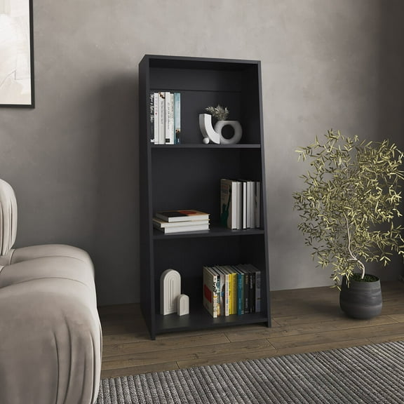 Display Shelves, Bookcase Piney, Office, Black, Black Shelving Units,Engineered Wood Wooden Display Shelves, Furniture Primary Living Space Display, Shelving & Etageres Bookcase Piney, Office, Black