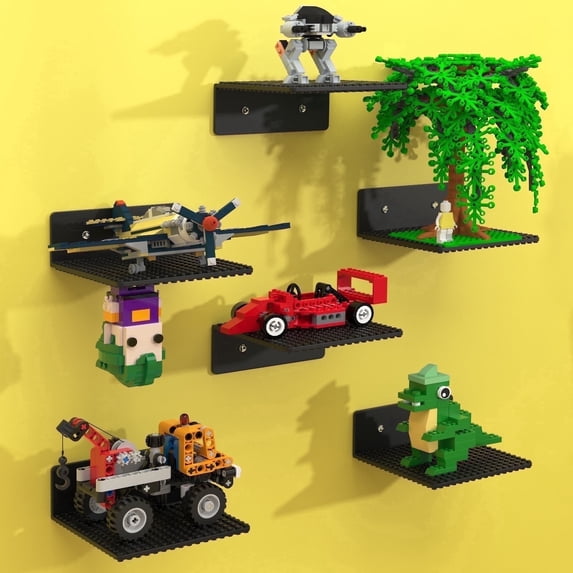 BlissBox Floating Wall Display Shelves for LEGO Building Bricks Dual-Sided 16 x 17 Studs ABS Storage Display 6 Pack 5 x 5.5 Inch