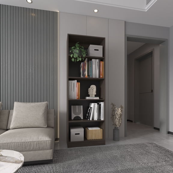 Display Shelves Home 4 Shelves Bookcase Kronos, Open Storage, Stained Walnut,Shelving Units