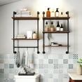 thumbnail image 1 of Display Shelves Industrial Pipe Shelf 3 Tier and 2 Tier Wall Mounted Shelves 36in Wood Display Shelves, and 3 additional hooks,Farmhouse Kitchen Bar Shelf, DIY Bookshelf Unit Hanging Wall Shelves fo, 1 of 13