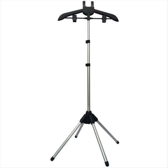 Display Stand Clothes Hanger Garment Foldable Tripod Steamer Rack Cloths Iron Hanging Clothing Drying Black