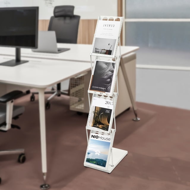 Display Stand&Foldable Magazine Rack with 4 Pockets for Exhibition and ...