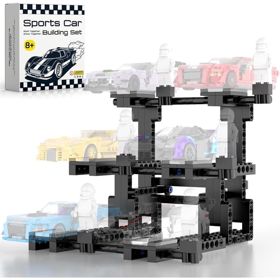 Display Stand for Lego Speed Champion Cars, 3-Layer Display Stand Building Set Holds 6 Cars & Drivers, Compatible with 76917, 76908, 76918, 76915, 76914, 76907, 76901, 76902 & More