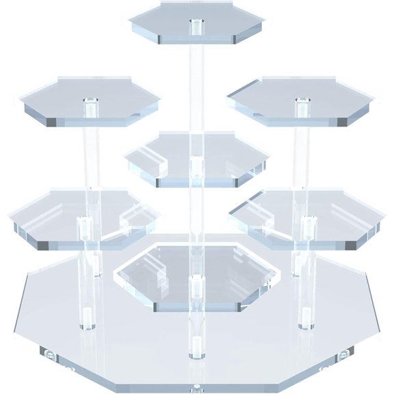 Display Stand for POP Figures, 7-Tier Perfume Organizers and Storage Display Stand, Display Risers for Cupcake Dessert, Conutertop Desktop Display for Decoration and Organizer(Clear)