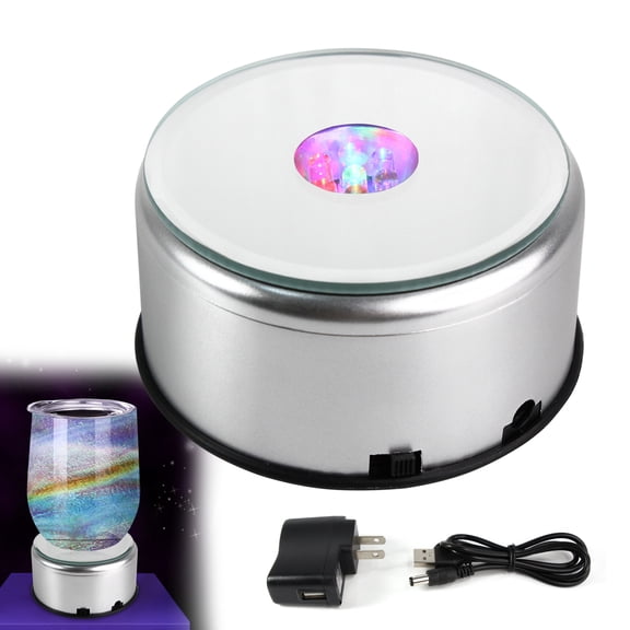 Display Stand Turner 360 Rotating Display Stand Turntable Automatic Revolving Platform with USB for Epoxy Glitter Tumblers